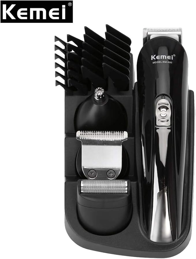 Kemei KM-500 Professional 8 in 1 Super Grooming Kit Cordless Hair Beard Trimmer Shaver Clipper for Men
