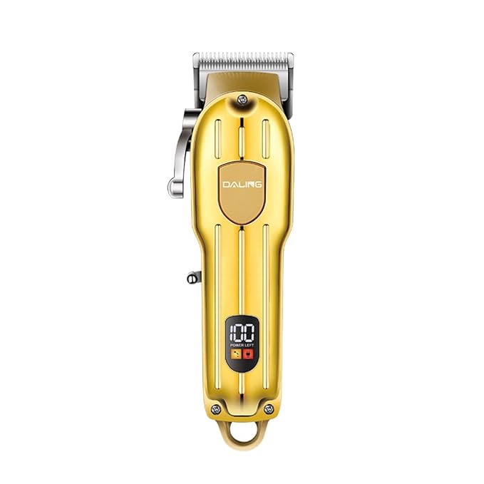 DALING DL-1538 professional hair clipper, transparent usb body electric male hair clipper Professional hair trimmer for men Hair Trimmer With Wireless Rechargeable Visor (Gold)
