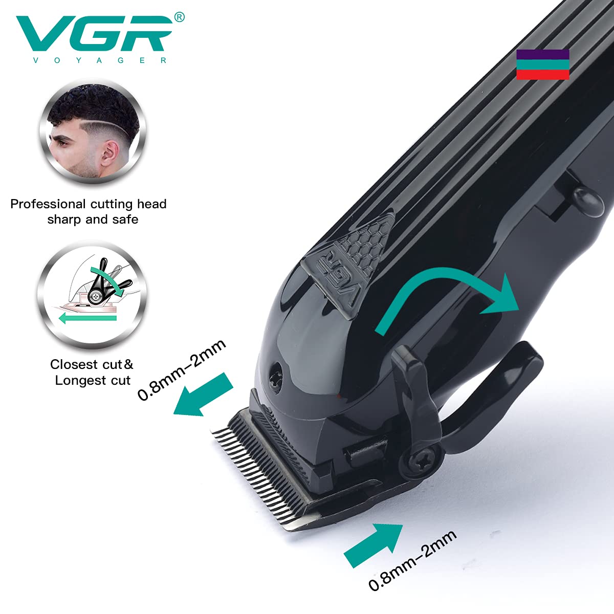 VGR V-282 Salon Series Professional Digital Display Cordless Hair Clipper Electric Hair Cutter Kit Wireless Hair Grooming Trimmers Set, Rechargeable Li-ion Battery 2000mAh 200 minutes Runtime
