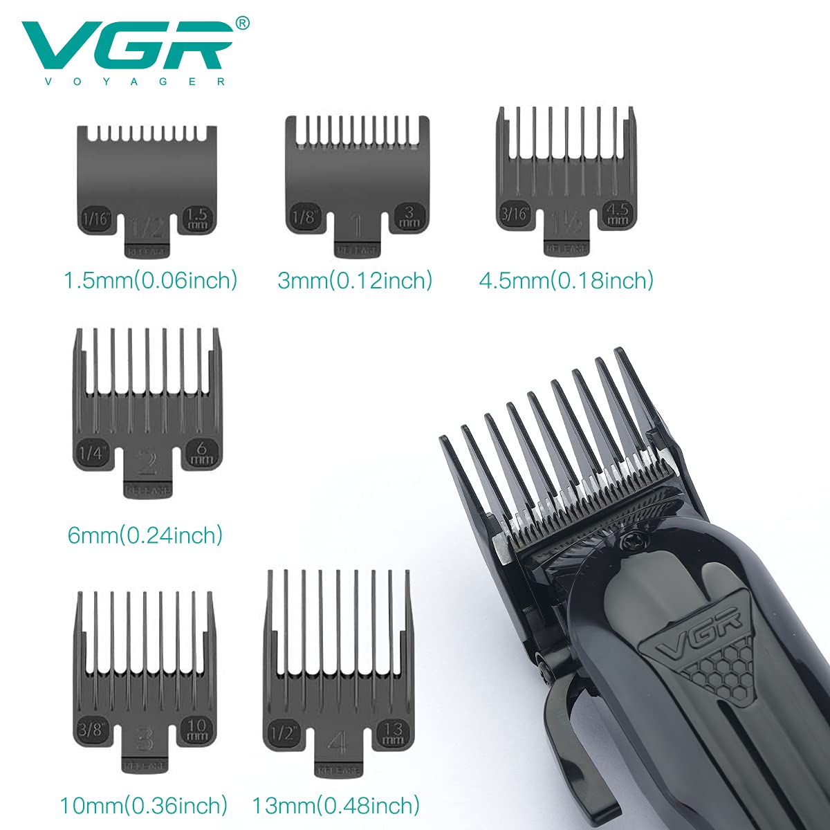 VGR V-282 Salon Series Professional Digital Display Cordless Hair Clipper Electric Hair Cutter Kit Wireless Hair Grooming Trimmers Set, Rechargeable Li-ion Battery 2000mAh 200 minutes Runtime